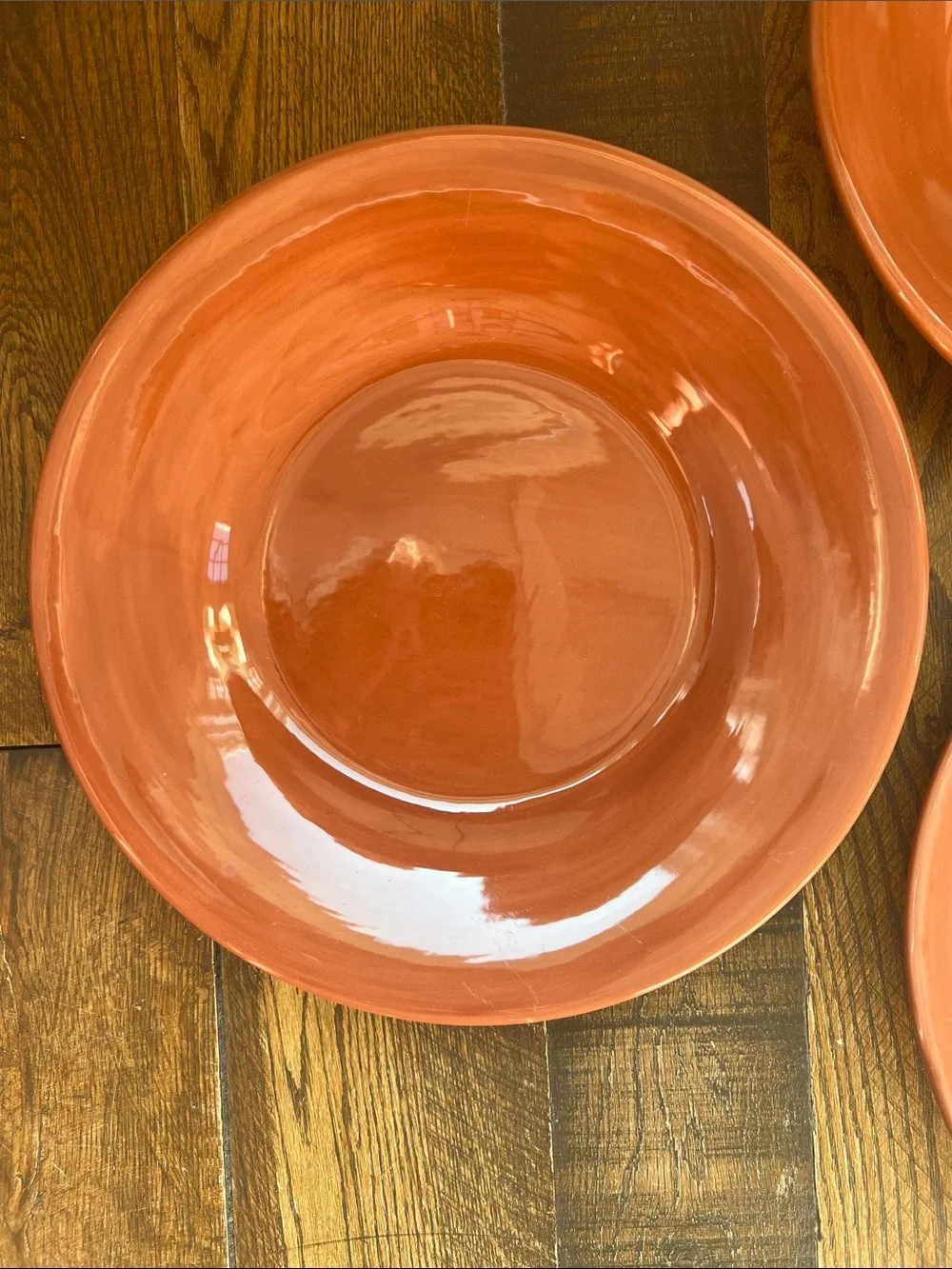 Pottery Barn Terracotta Orange Glazed Sausalito Ceramic Dinner plates - Set of 4